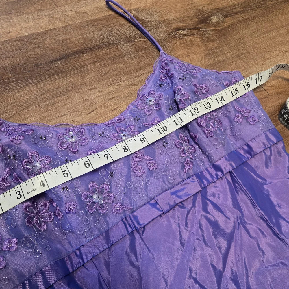 Vintage Jessica McClintock Gunne Sax Purple Beaded Spaghetti-Strap Prom Gown 9 - Picture 6 of 11